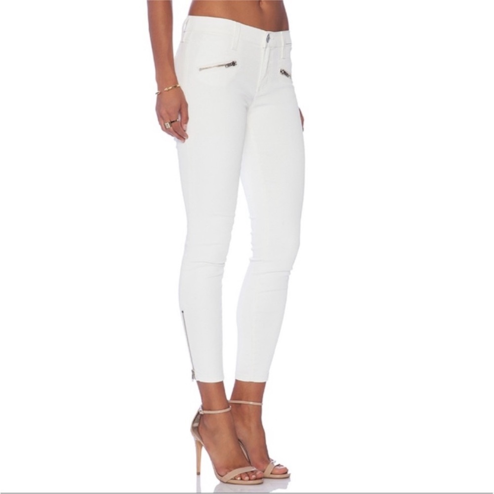 Current/Elliott White Skinny Jeans with Zip Details